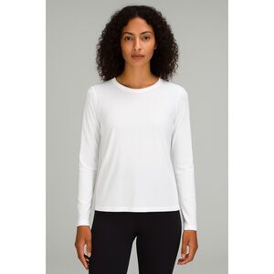 Lululemon Slim Fit Long Sleeve Tee | White Lightweight Yoga Top Size 8
